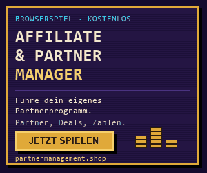 The Affiliate & Partner Manager – kostenloses Browserspiel auf partnermanagement.shop: Führe dein eigenes Partnerprogramm.